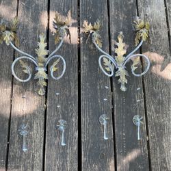 Wall Sconce candle holders with Crystal drops