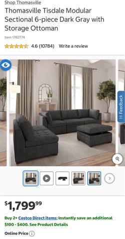Thomasville Tisdale Modular Sectional 6-piece Beige with Storage Ottoman
