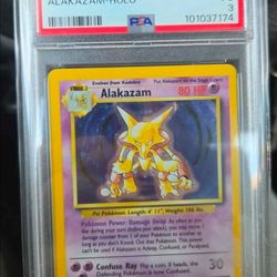 1999 Pokemon PSA 3 Base Set Unlimited HOLO Alakzam 1/102 ENGLISH