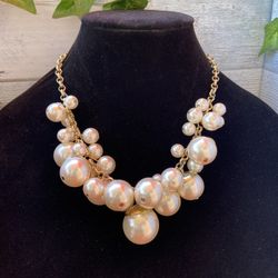 Vintage Faux Pearl Cluster Designer Necklace