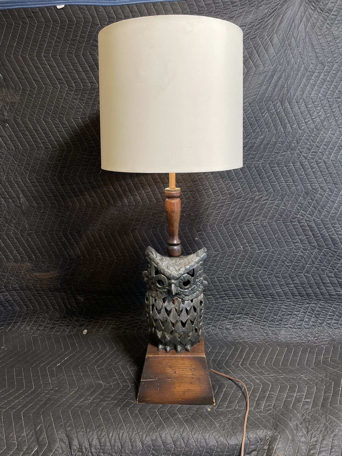 Vintage Japanese Cast Iron Owl Table Lamp (Mid Century)