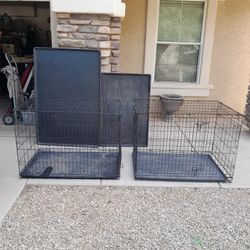 X-large Metal Wire Pet Dog Kennel Crates $50-$60 And Replacement Slide In Trays $20-$30 Read Description 