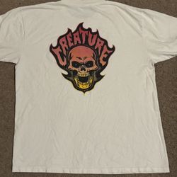Mens Creature Skull With Flames Skateboard Shirt