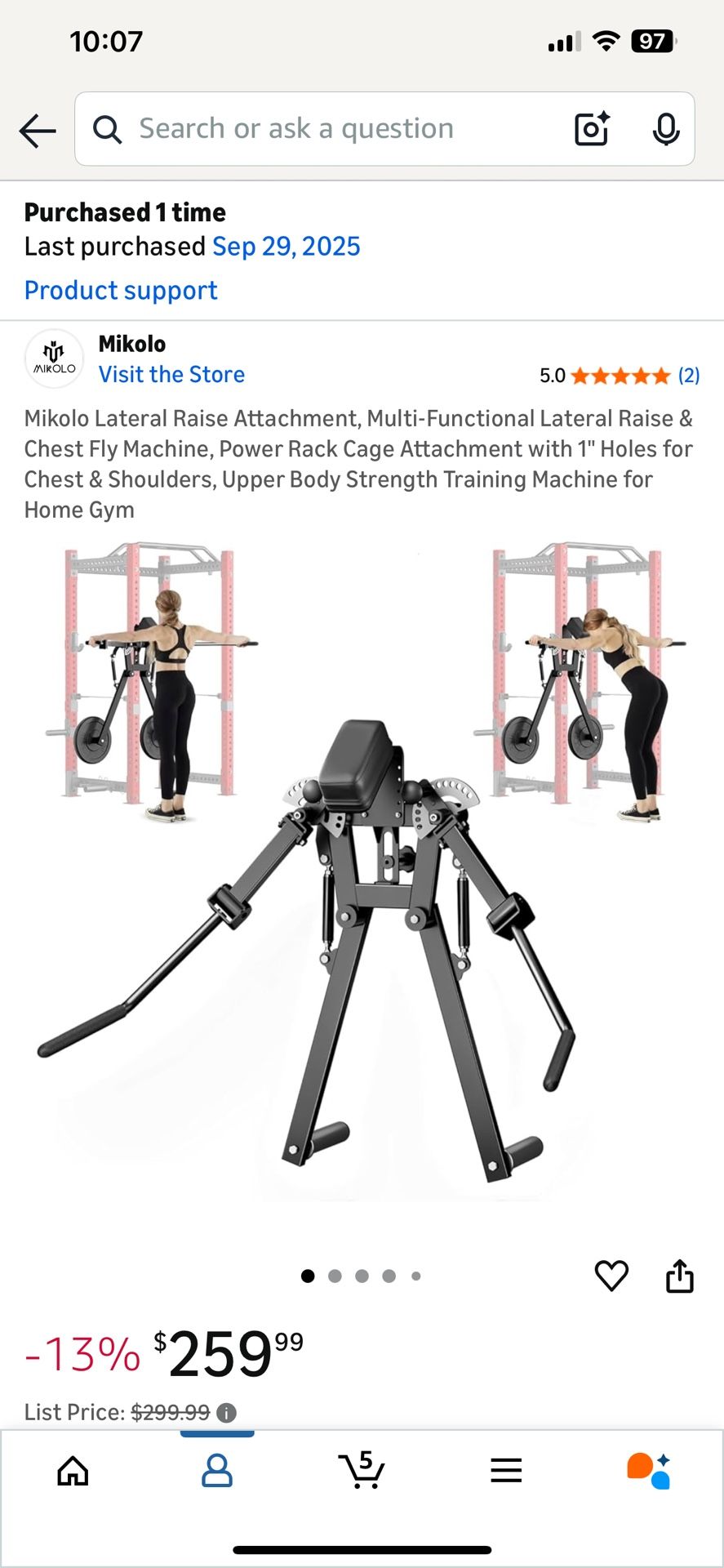 Power Rack Fly Attachment Chest Fly Machine, Power Rack Cage Attachment with 1