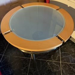 Modern Glass and Wood Side Table 