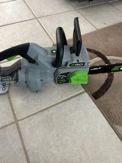 New Ego 16” battery powered chainsaw; NO BATTERY/CHARGER BUT AVAILABLE