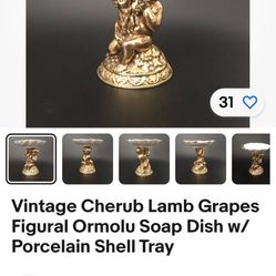 Vintage Cherub Soap Dishes & Miniature Pedestal 