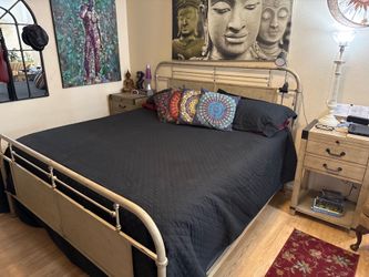 King Mattress, box and study Metal Frame