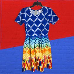 LulaRoe Bright Colors Geometric Wild Designs Dress Wm M