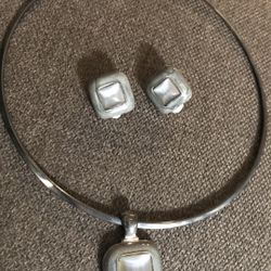 Silver Plated  Necklace And  Earrings 