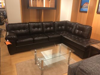 Dark brown bonded leather sectional sofa