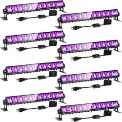 8 Pack 40W LED Black Light Bar, Black Lights Light Up 4000ft² with Switch+Plug+6ft Cord, for Glow Party Supply, Halloween, Bedroom, Body Paint, Fluore