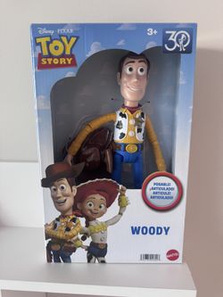 Disney Toy Story Sheriff Woody Doll Poseable w/Hat Mattel 30th Anniversary, New 