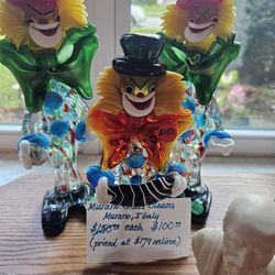 Vintage 1960s Murano Glass Clowns From Italy