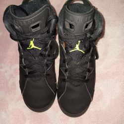 Kids Black and  Green Jordans