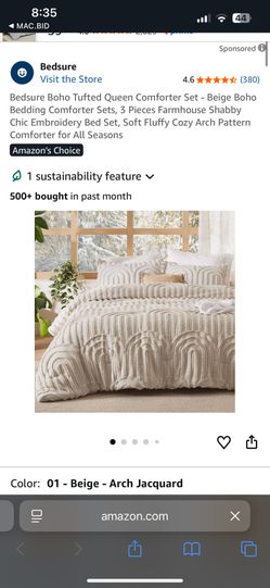 BedSure Queen Size Boho Tufted Comforter Set In Beige 