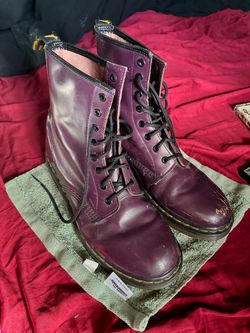 Dr. Martens 1460 W Smooth Leather 8-Eye Boots - Cherry Red / Burgundy - US Women 10 / Men 9