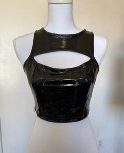 SHEIN women’s Black iridescent sleeveless crop top size small