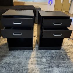 Modern Nightstands with Built in Outlets and USB Ports (Set of 2)