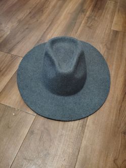 Gray Wide Brim Felt Fedora Hat