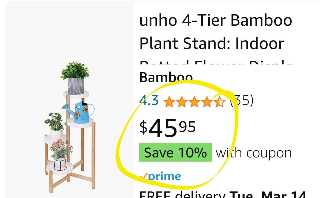 4-Tier Bamboo Plant Stand: Indoor Potted Flower Display Shelf Holder Nordic Style Planter Rack with White Shelves for Corners Living Room Bedroom Balc