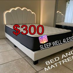 NEW QUEEN BED FRAME AND MATTRESS 