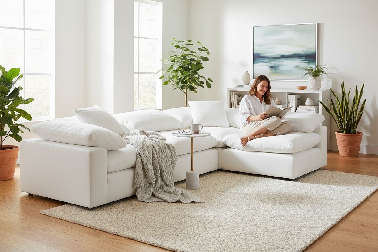 White Cloud Sectional Sofa NEW Stain Resistant Washable Performance Fabric Pet Friendly