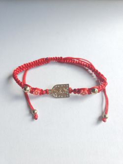 Red and Gold Bracelet with Floral Accents Lady Guadalupe