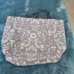 Blue Floral Print Tote Bag