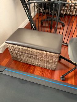 Woven Seagrass Storage Ottoman Bench