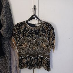 Night Top Gown Sequins and glass Beads