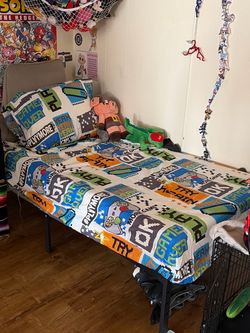 Twin bed frame with mattress