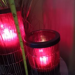$20 Pair Red Mosaic Candle Holders
12 1/2" Tall And 9" Add YOUR Candle 