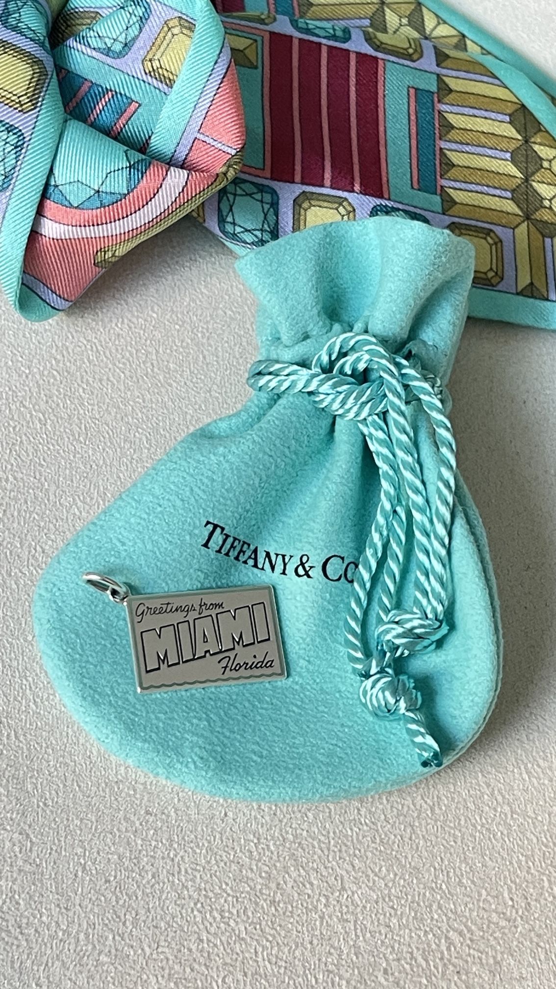 Tiffany & Co. Postcard Miami Charm in Silver NEW with Tiffany blue pouch