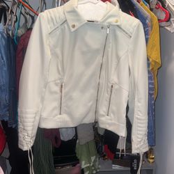 Cream Leather Guess Jacket NEVER WORE