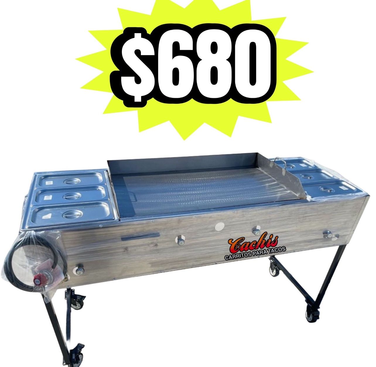 36” Griddle 6 Warming Trays Includes Hose With Regulador Detachable Legs