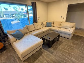 140” Modular Sectional Sofa with Chaise – Beige