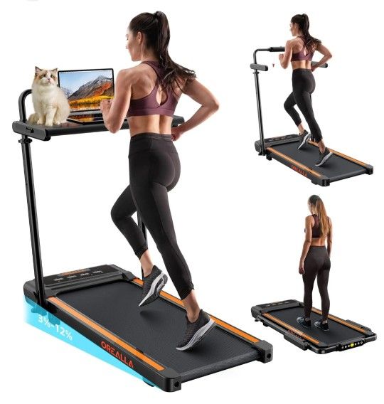 Orealla Walking Pad Treadmill with Incline, 3 in 1 Under Desk Treadmill