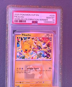 2025 Pokemon SVP EN Pikachu Worlds Celebration Winner PSA 10