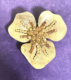 Large Vintage Floral Rhinestone Brooch