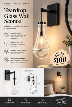 HKMGT Black Raindrop Wall Sconce