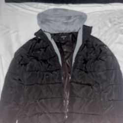 kenneth cole puffer jacket with jersey hood
