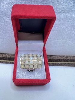 Vintage 925 Sterling Silver Ring with 20 Genuine Australian Opals – Tested