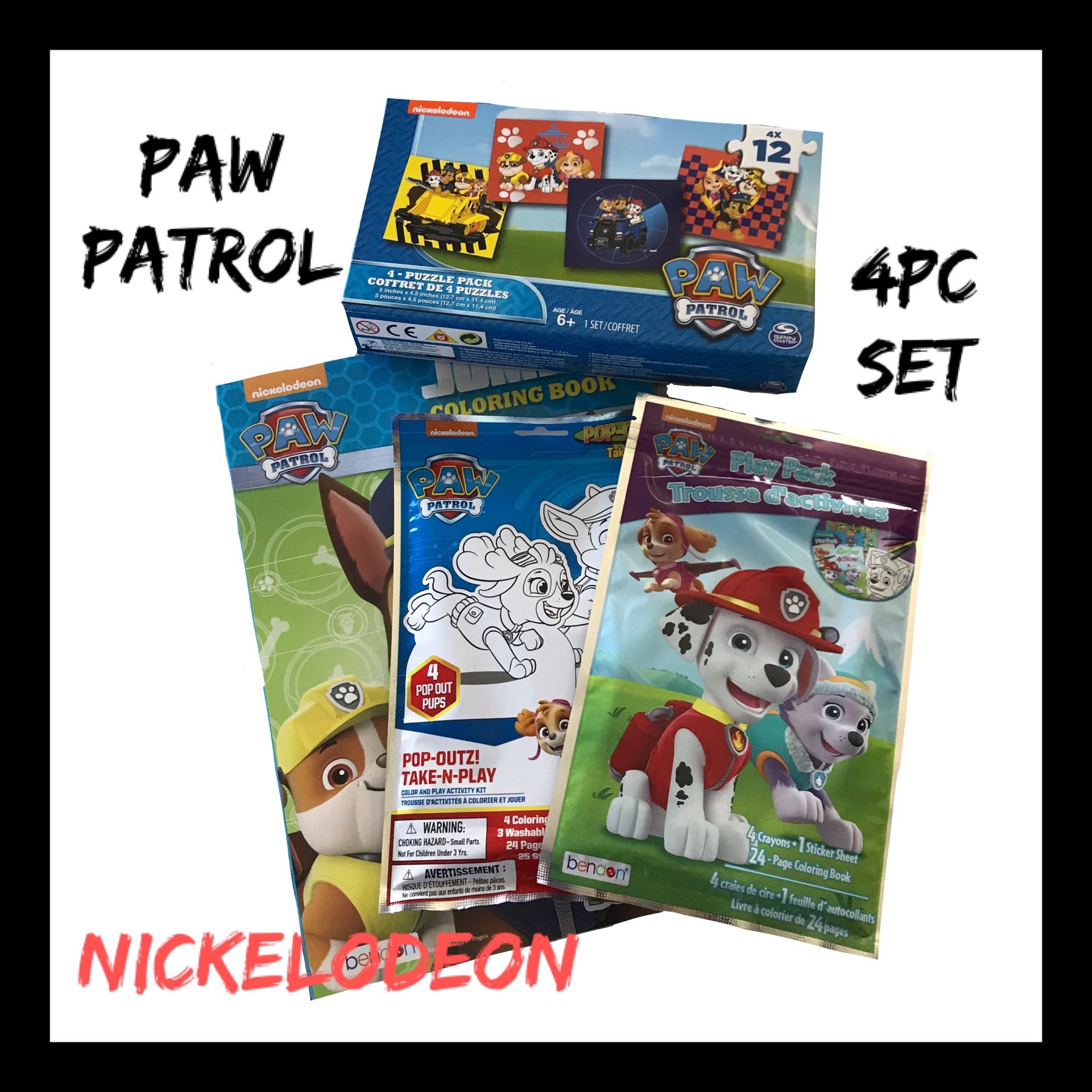 *NIB Kids Paw Patrol 4Pc Set