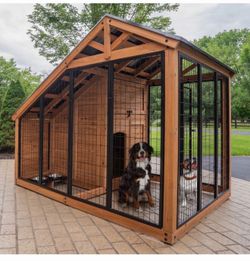 Backyard Discovery 7' x 5' Cedar Wood Dog Kennel w/ Feeding Door Brand New In Box!