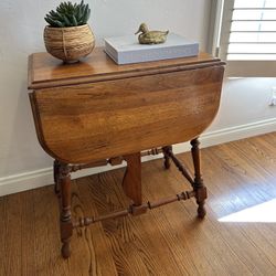 Vintage Solid Wood Drop Leaf Gateleg Table Turned Legs English Cottage Retro Entry Console multi Ways 