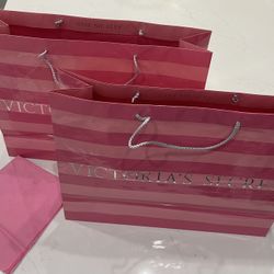 Victoria's Secret Pink Stripe Paper large Shopping Gift Bag Set of 2. Pre-owned