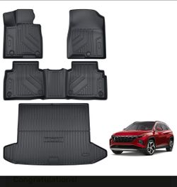 TPE Floor Mats & Cargo Liner for Hyundai Tucson 2022-2026 (No Hybrid Models) All-Weather Protection | Full Coverage | Odorless Car Mats & Trunk Tray C