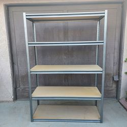 5 LEVEL METAL AND WOOD SHELF.