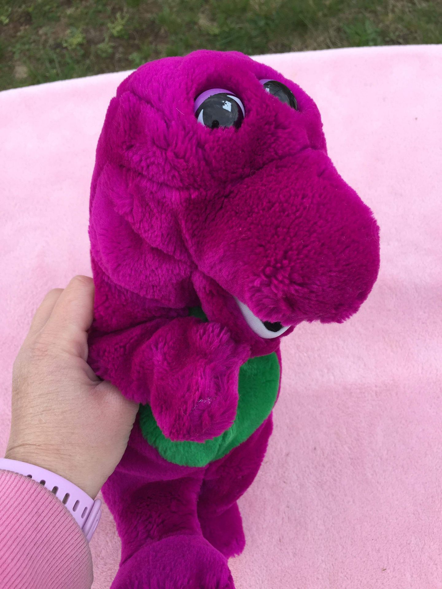 VINTAGE Barney The Purple Dinosaur Hand Puppet Soft Plush  15 Inches